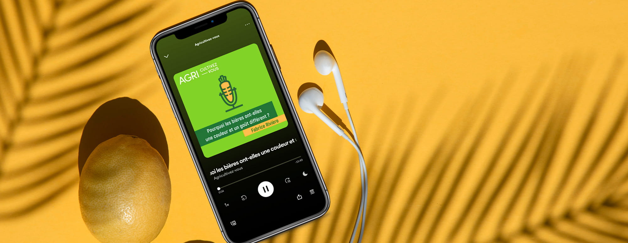 Podcast displayed on a phone screen