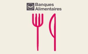 Infographie sur les banques alimentaires avec une fourchette et un couteau