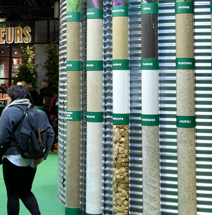 Columns filled with cereals